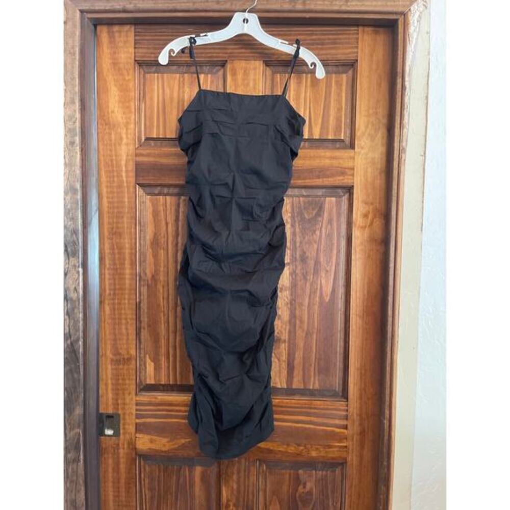 FLAVIO CASTELLANI POPLIN COTTON RUCHED MIDI DRESS Small